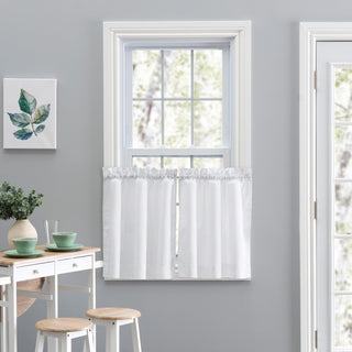 Ellis Curtain Stacey Tailored Tier Pair Curtains, White, 56"x36"
