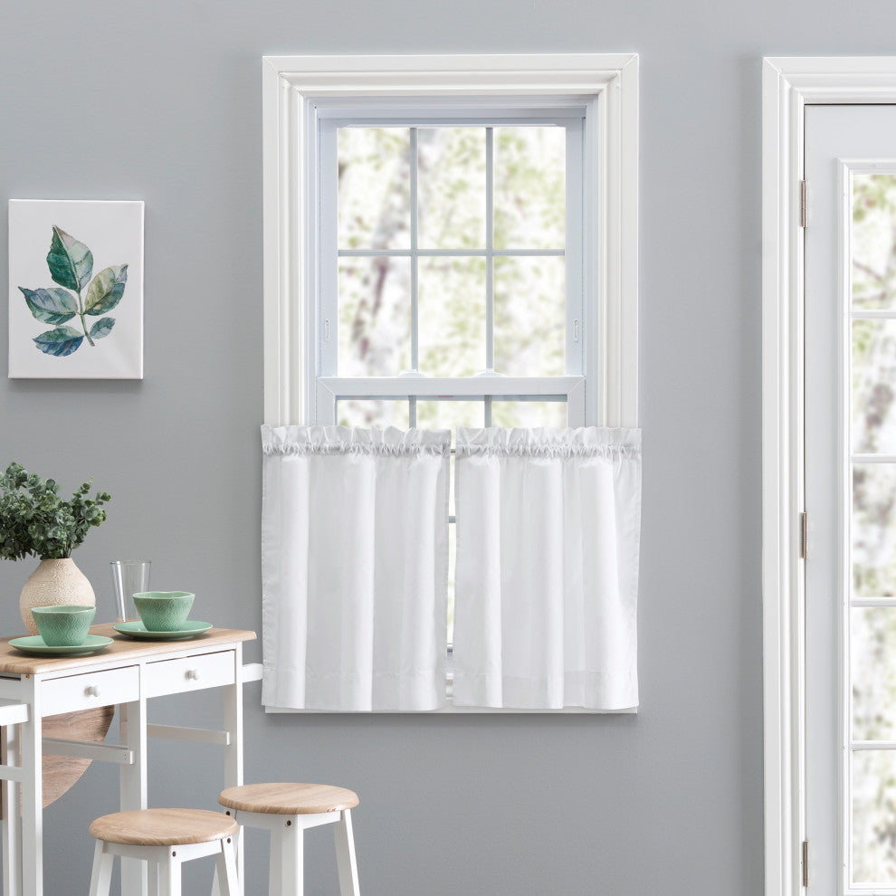 Ellis Curtain Stacey Tailored Tier Pair Curtains, White, 56"x36"