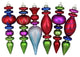 6-Piece Multicolored Accented Finial Christmas Ornament Set