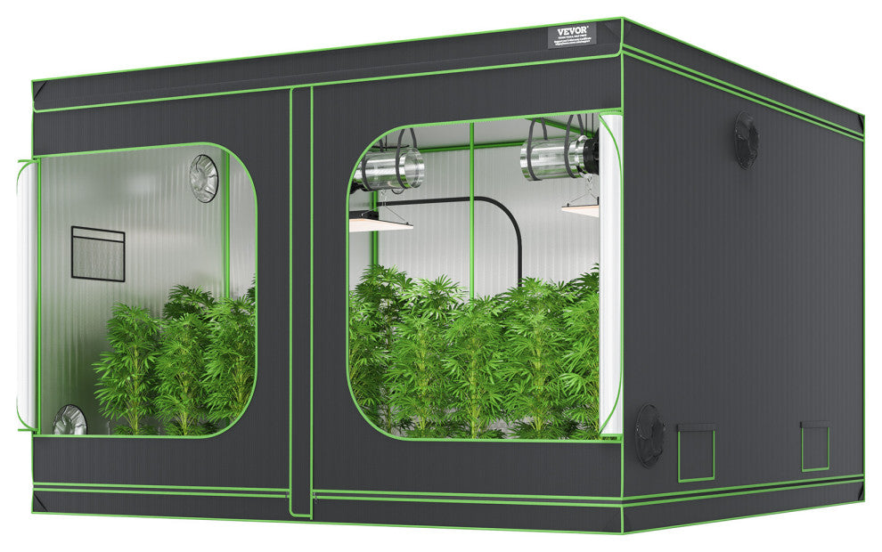 VEVOR Grow Tent 120 x 120 x 80in Indoor Growing Tent Hydroponic Window Door Tray
