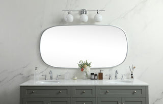 Home Living Metal Frame Oval Mirror 30x60 Inch, Silver