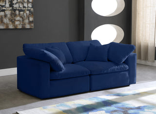Cozy Velvet Upholstered Comfort 2-Piece Modular Sofa, Navy