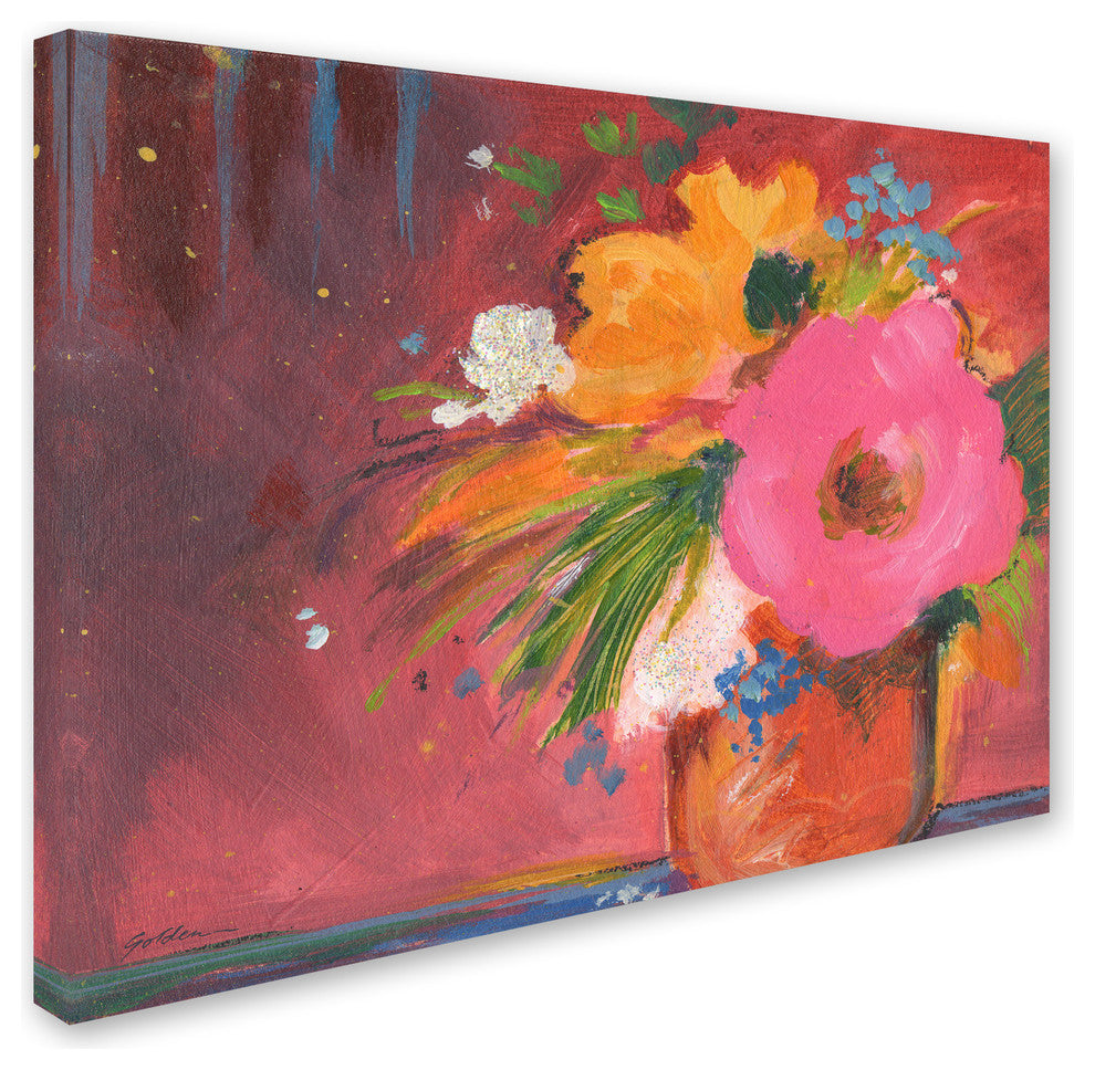 Sheila Golden ''Coral Glitter 3'' Canvas Art, 24"x18"