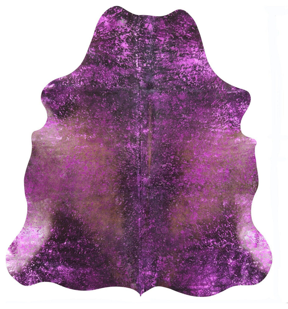 6' 10" X 6' 5" Pink Metallic Cowhide Rug C2172