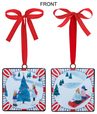 Sledding and Christmas Tree Ornament, 12-Piece Set