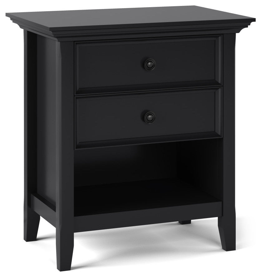 Amherst Solid Wood Bedside Table, Black
