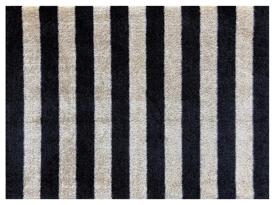 2' x 3' Black and Tan Wide Stripe Washable Floor Mat