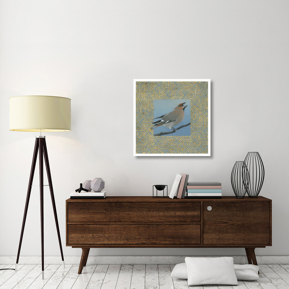 "Cedar Waxwing Border" Digital Paper Print by Kathrine Lovell, 32"x32"