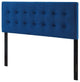 Contemporary Modern King Size Tufted Headboard, Velvet Fabric, Navy Blue