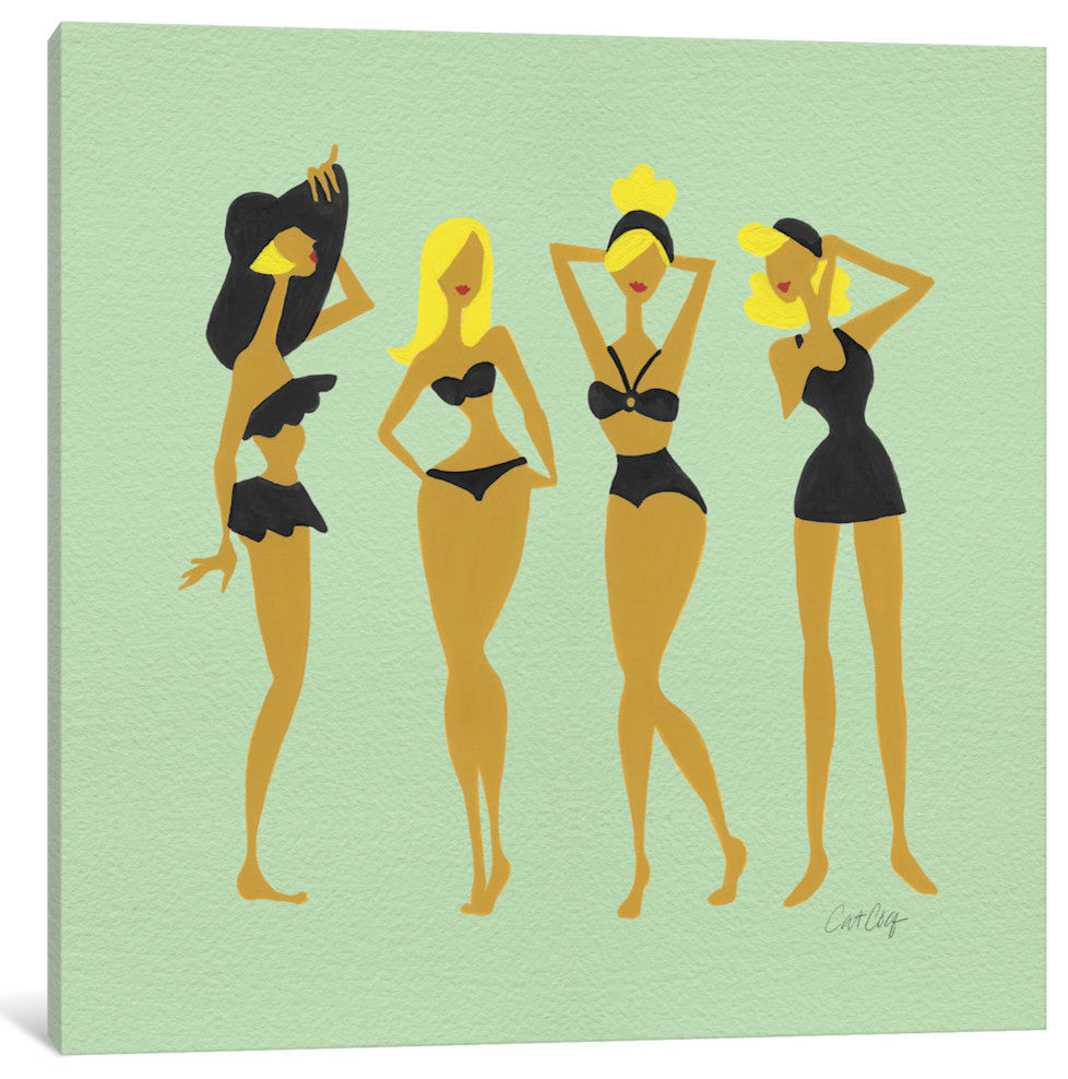 "Bombshells Blonde Black Artprint" by Cat Coquillette, 37x37x1.5