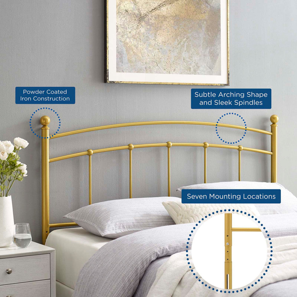 Headboard, King Size, Metal, Gold, Modern Farmhouse, Bedroom Master Suite