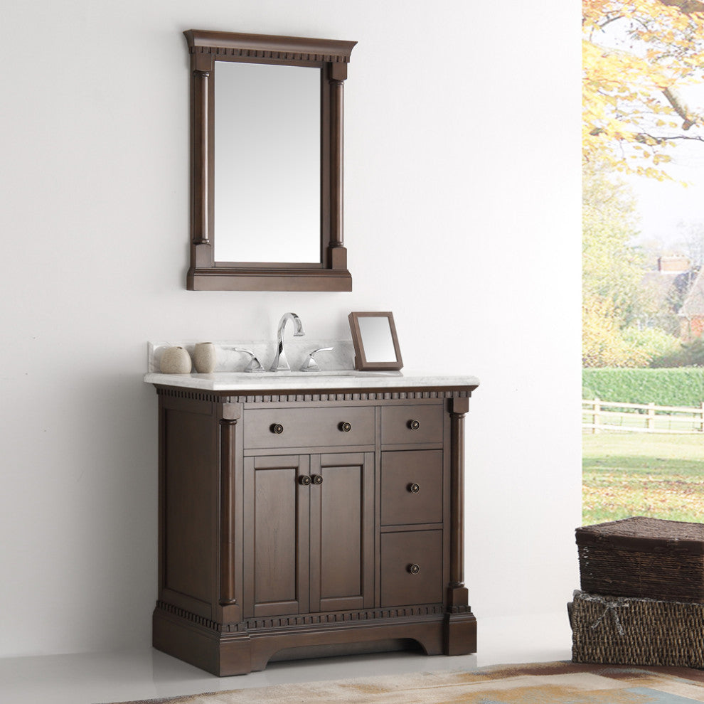 Fresca Kingston 36" Antique Coffee Traditional Bathroom Vanity With Mirror