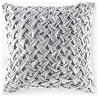 Croscill Winchester Ruched Velvet Sqaure Pillow 20x20, Silver