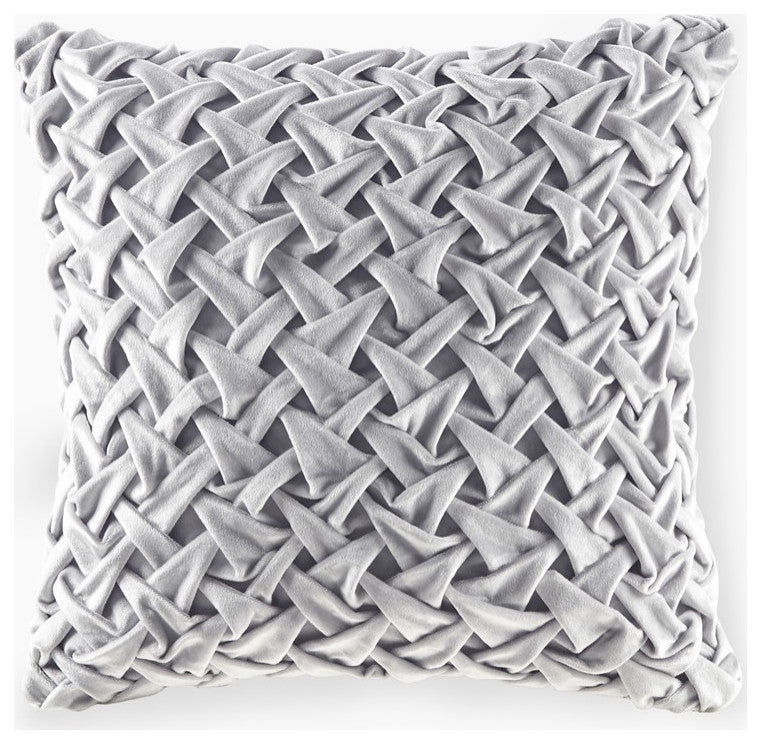 Croscill Winchester Ruched Velvet Sqaure Pillow 20x20, Silver