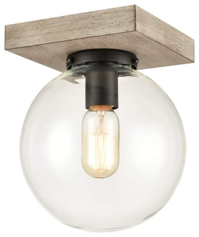 Industrial Glass Ceiling Lamp, Globe, Flush Mount