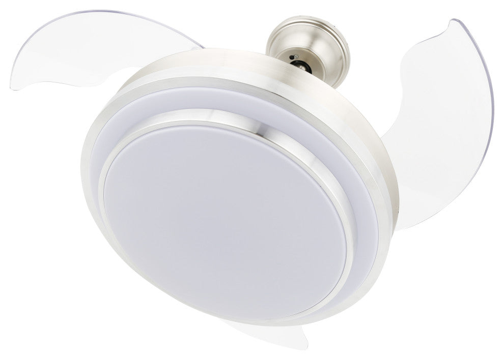 36" Modern Retractable Ceiling Fan Reversible With Remote Control and Light, 36inch