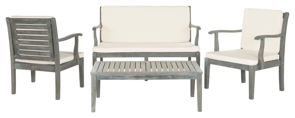 Safavieh Fresno 4-Piece Indoor-Outdoor Living Set, Ash Grey
