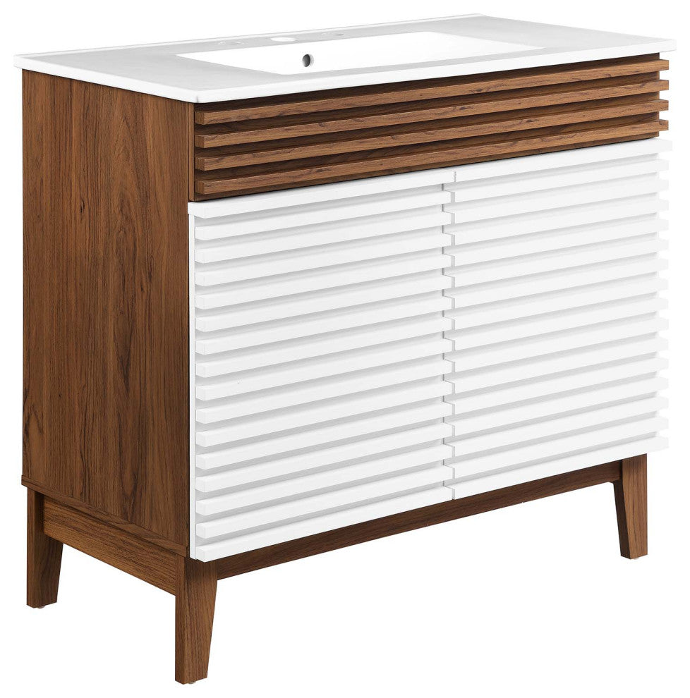 Render 36" Bathroom Vanity, White Walnut White