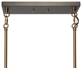 LNC 6-Light Black and Gold Modern Mason Jar Linear Large Kitchen Island Light