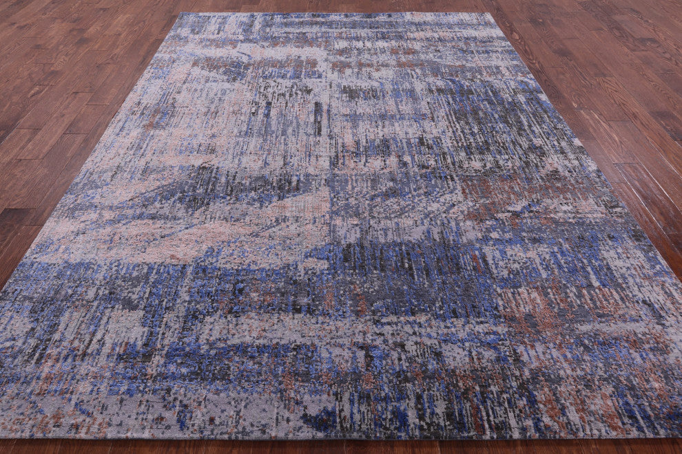 7' 9" X 10' 2" Handmade Wool & Silk Abstract Rug - Q14875
