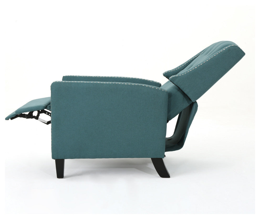 GDF Studio Izaak Tufted Back Fabric Recliner Chair, Dark Teal