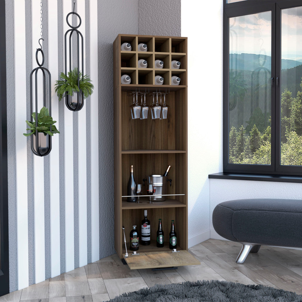 DEPOT E-SHOP Norway Corner Bar Cabinet, Mahogany