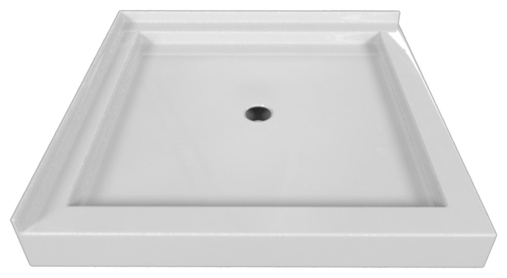 Valley Acrylic Double Threshold Acrylic Center Drain Shower Base 36", White, 36"
