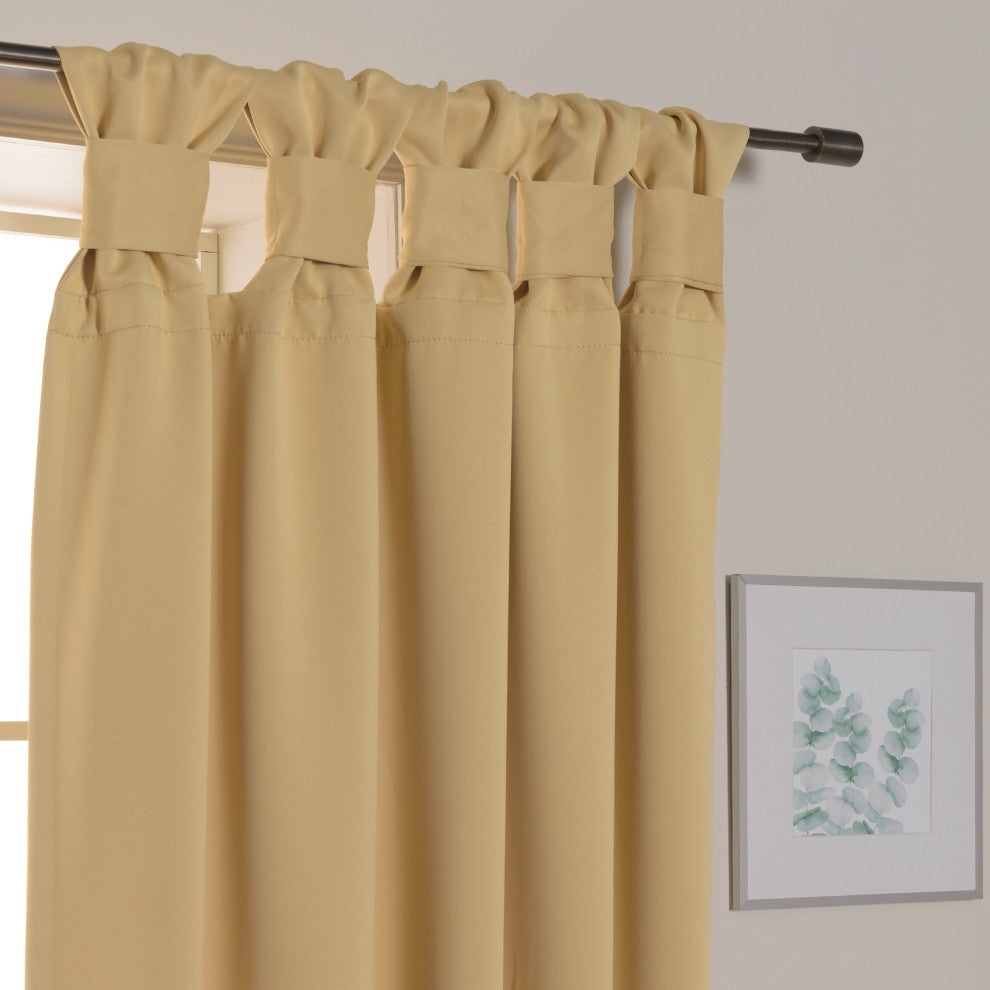 BANDTAB -Thermal Insulated Blackout Knotted Tab Curtain Set, Sunlight, 52" W X 9