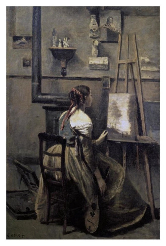 "Corot's Studio" Digital Paper Print by Jean-Baptiste-Camille Corot, 22"x32"