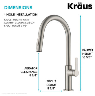 Oletto Pull-Down 1-Hole Kitchen Faucet, Spot Free Stainless Steel