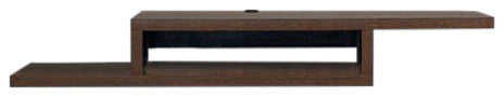 Asymmetrical Wall Mounted TV Console Entertainment Center Wall Decor 60-inch, Columbian Walnut