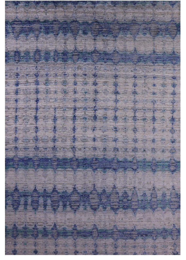 8' 8" X 12' 7" Wool and Silk Modern Hand Knotted Rug Q9040