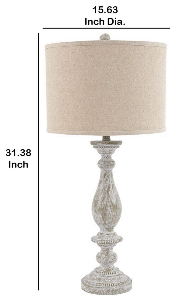Benzara BM231948 Table Lamp With Pedestal Base, Set of 2, Beige/Off White