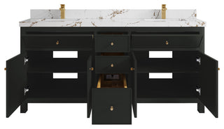 Sonoma 72" Double Sink Bath Vanity in Black Top, 2"  Viola Brown