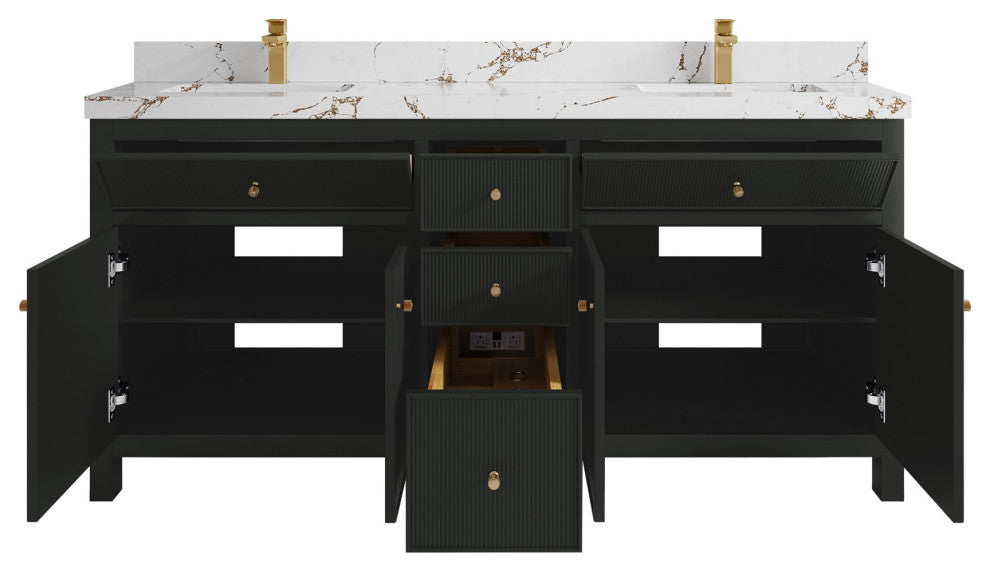 Sonoma 72" Double Sink Bath Vanity in Black Top, 2"  Viola Brown