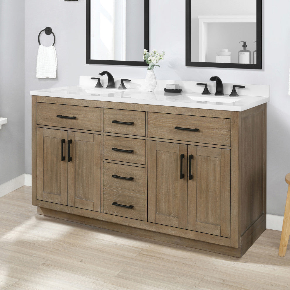 OVE Decors Bailey Vanity, Driftwood Oak, 60 Inches