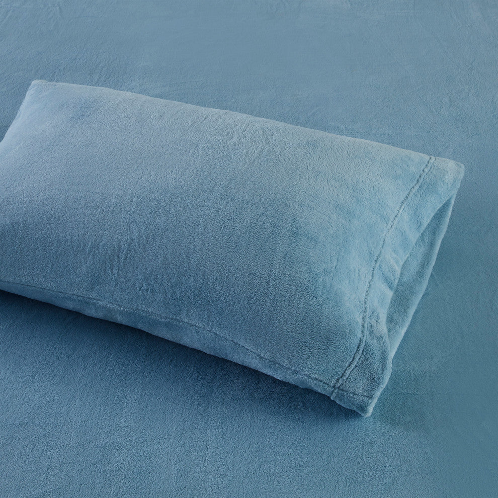 True North by Sleep Philosophy Knitted Plush Sheet Set, Blue, King