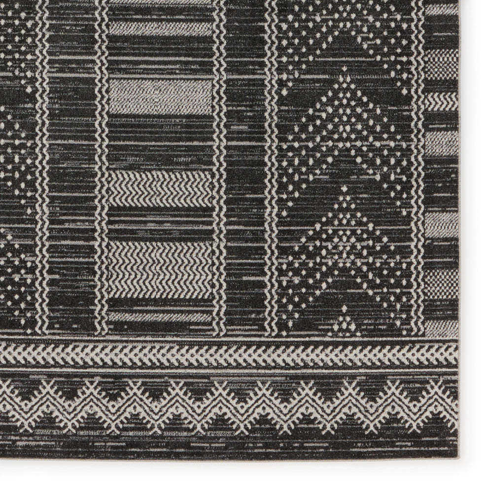 Machine Washable Vibe by Jaipur Living Mateo Tribal Black/ Light Gray Area Rug