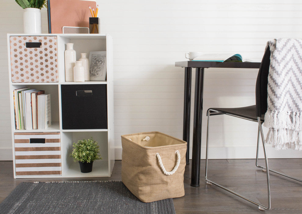 Polyester Bin Variegated Taupe Rectangle Medium 16"x10"x12"