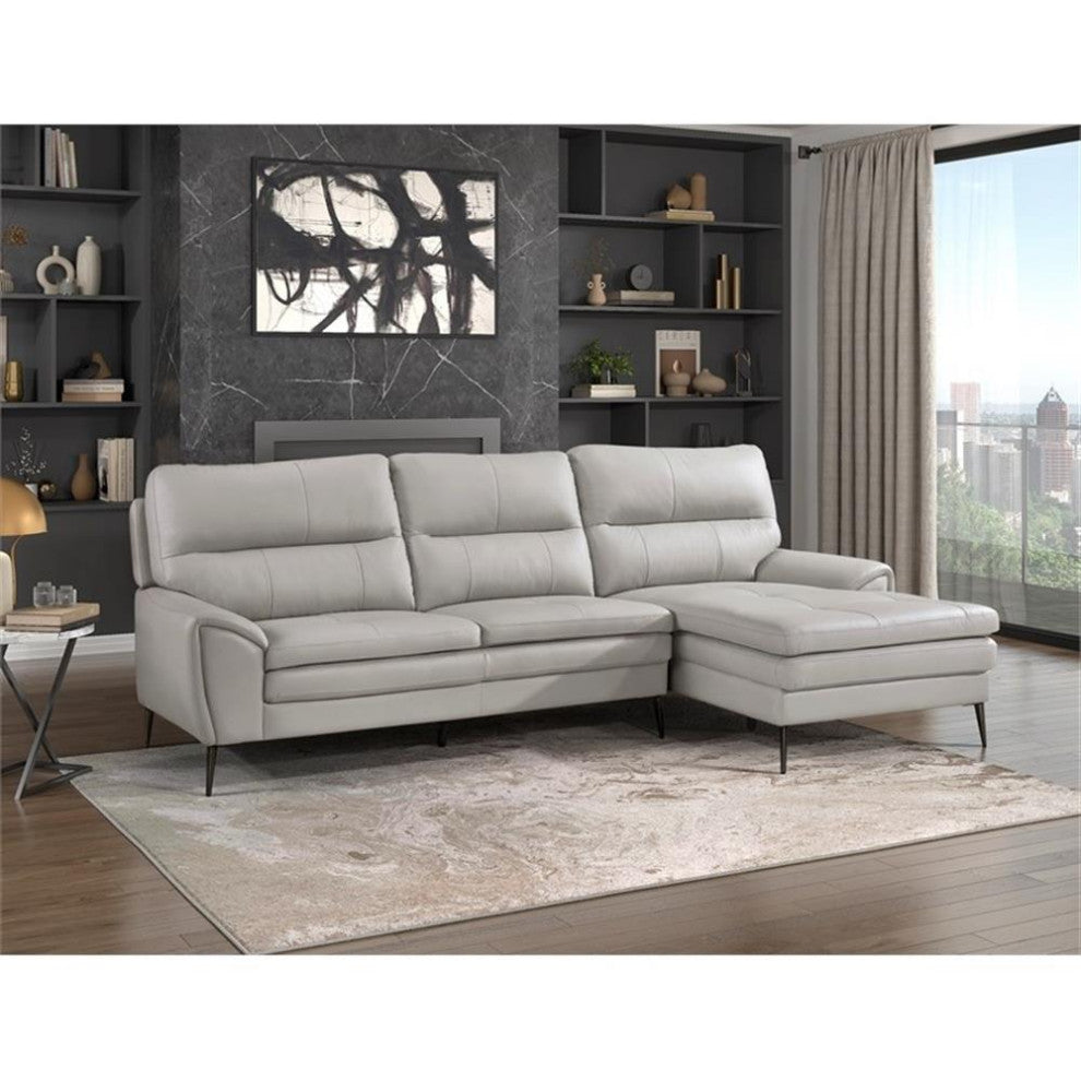 Lexicon Essex 2-Piece Leather Match Sectional with Right Chaise in Gray