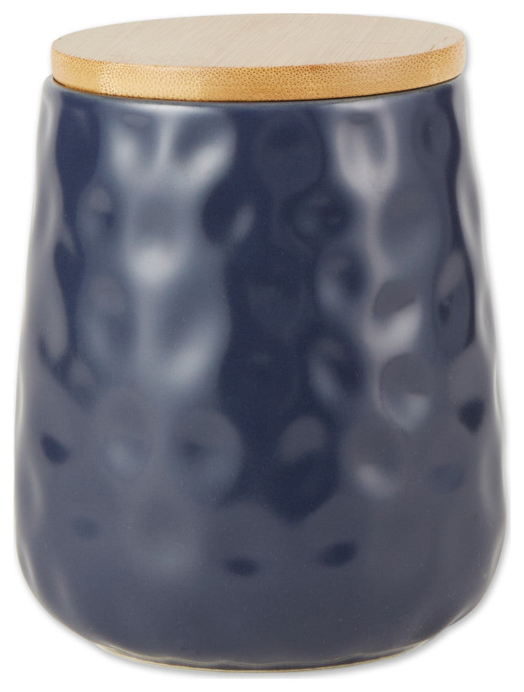 Indigo Blue Matte Dimple Texture Ceramic Canister (Set of 2)