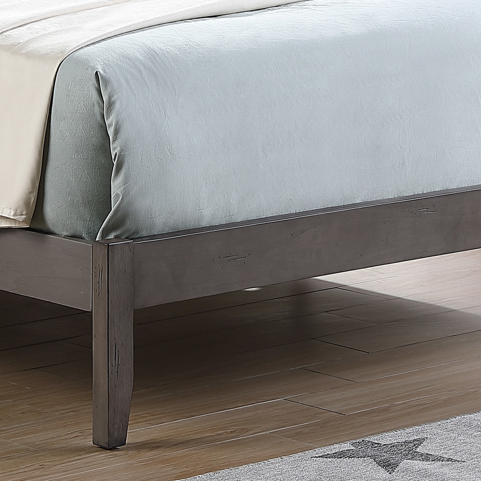 Kenley Queen Size Bed With Headboard, Gray Finish, Natural