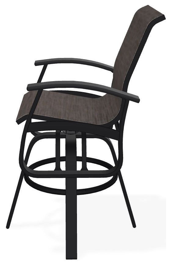 Belle Isle Sling Bar Height Outdoor Swivel Armchair, James/Black
