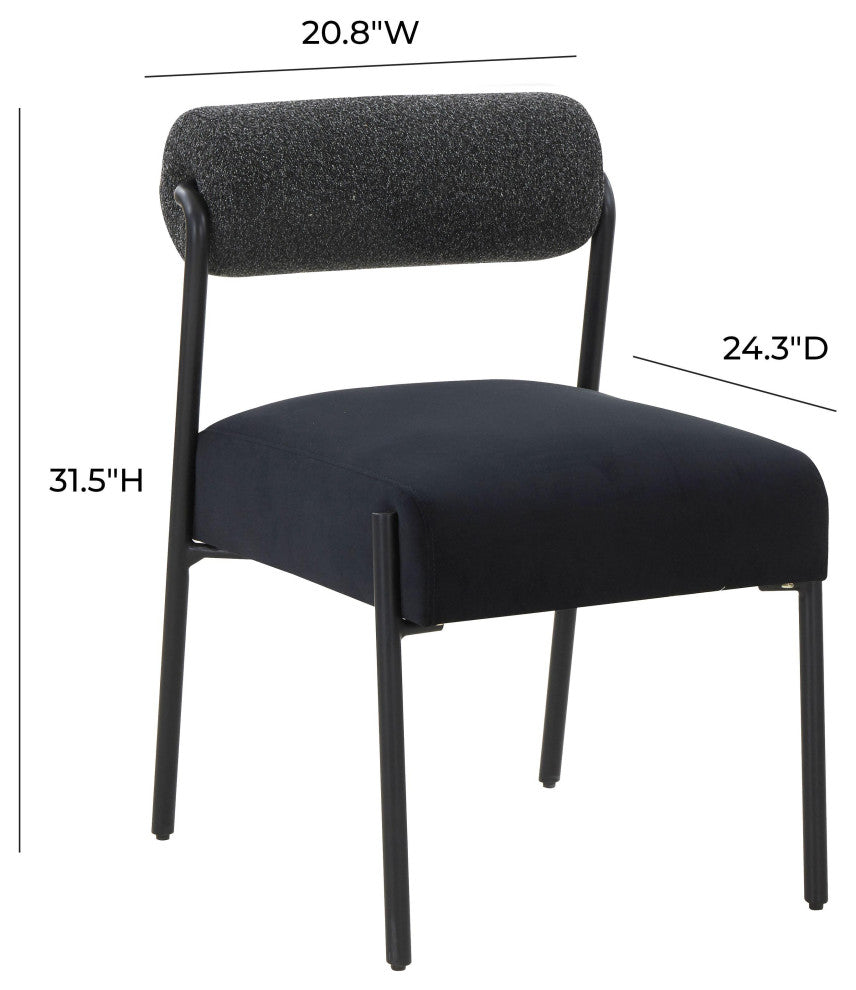 Jolene Black Velvet Dining Chair, Set of 2