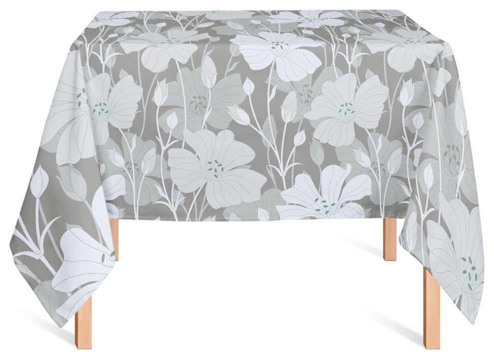 Floral Blooms Gray 2 58x58 Tablecloth