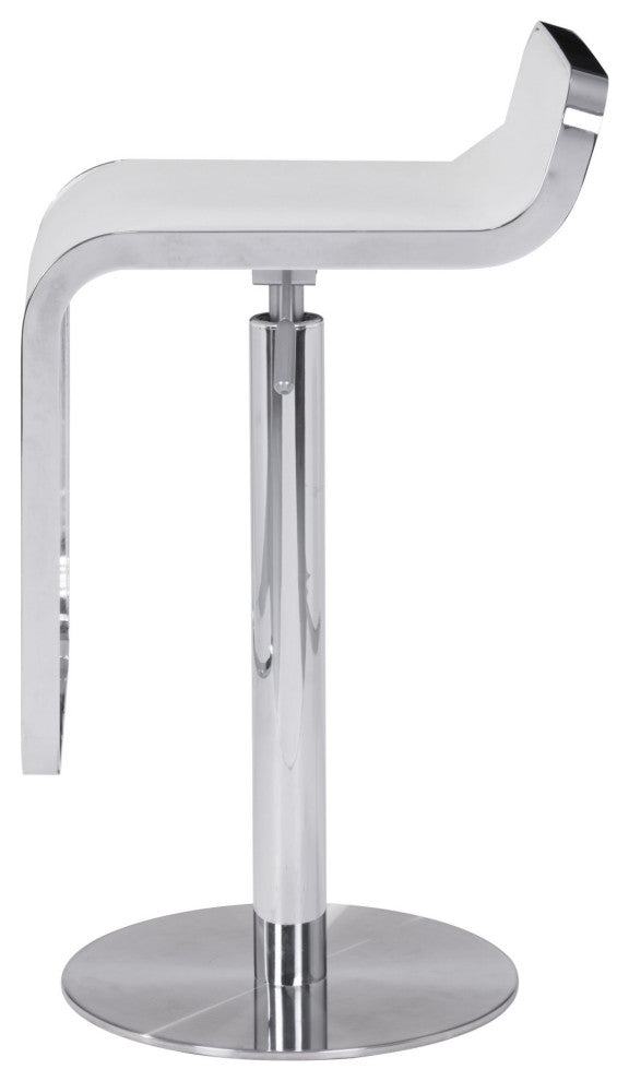 Bar Stool Chair Barstool, Faux Vinyl Leather, Steel, White, Chrome, Cafe Bistro