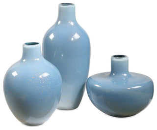 Uttermost 18192 Celestial Frost 10-1/4" Tall Glass Vase - Set of - Pale Blue