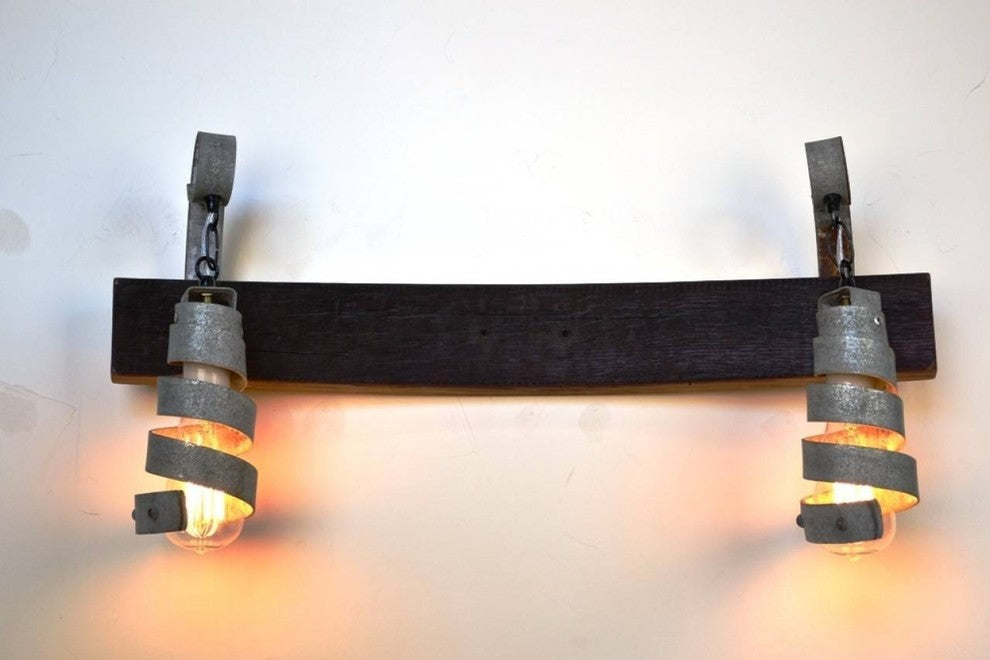 Barrel Ring Vanity Light - Elan - Made from retired CA wine barrel rings