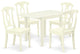 5Pc Dining Set, Table, 4 Chairs, Asian Hardwood Seat, Linen White