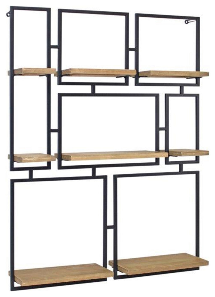 Wall Shelf 30.5"Lx32.25"H Iron/Wood